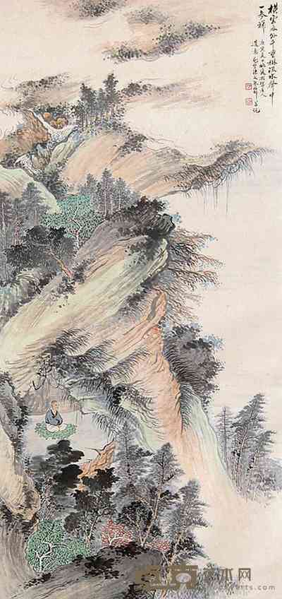 朱梅村 山水人物 立轴 134×64cm
